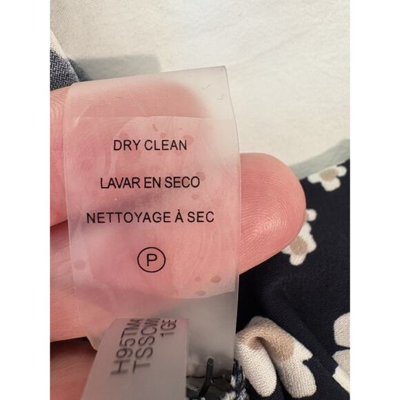 Tommy Hilfiger Navy Tan White Daisy Floral Ruffle Sleeve Cottagecore Top M - Picture 5 of 7